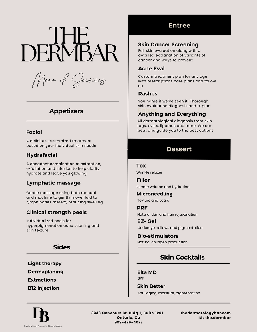 Menu of Services – The DermBar